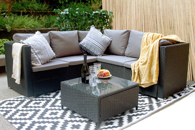 5Seater Temple Rattan Corner Sofa Set Cascabelle