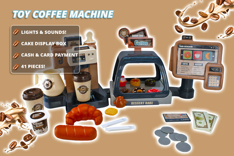 Kids 3-in-1 Toy Coffee Machine Barista Set!